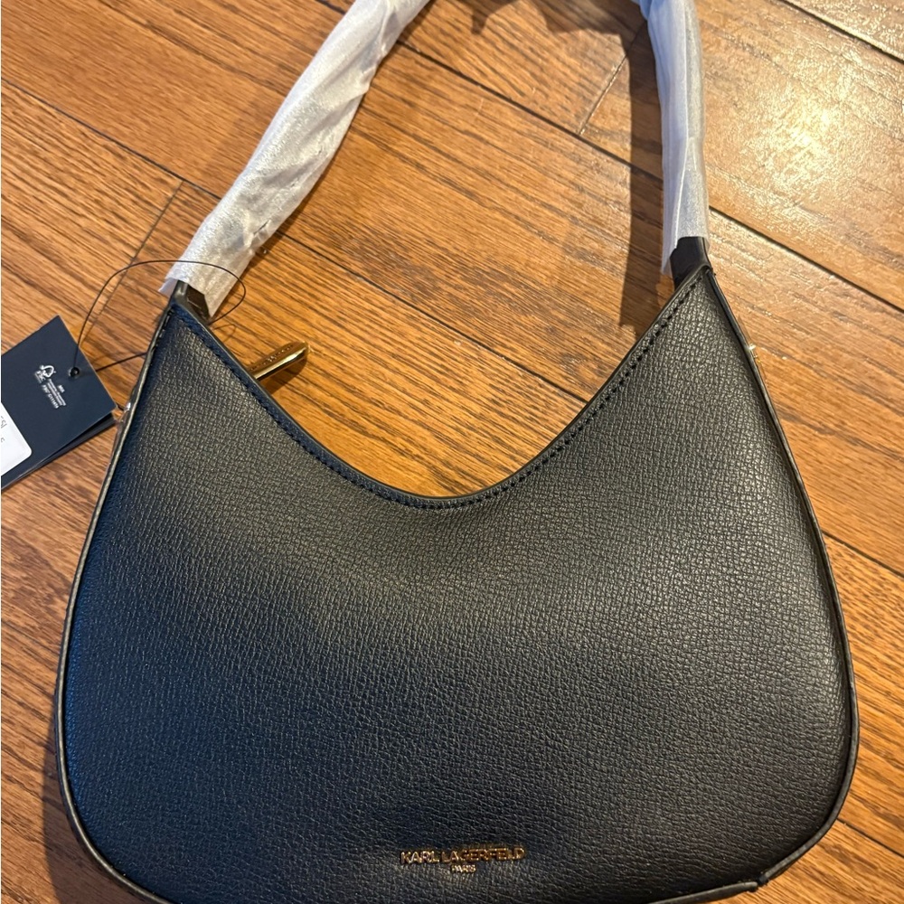 Karl Lagerfeld Black Shoulder Bag with Gold Lettering - Picture 3 of 4